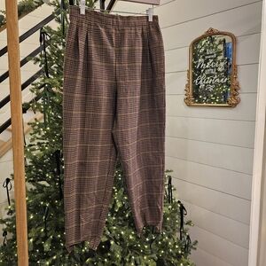 Vintage Brown Checkered Pants Sz 10 Petite